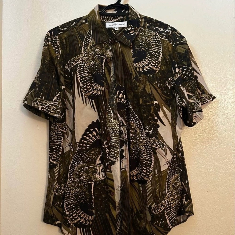 Designer Men's Owl Print Shirt - Green and Brown